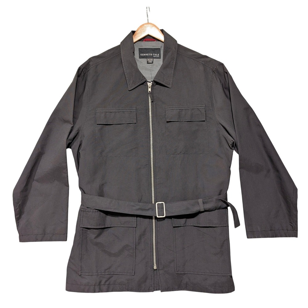 NWT Kenneth Cole Power Plant Jacket Men's XXL Black Belted Utility Safari 2003